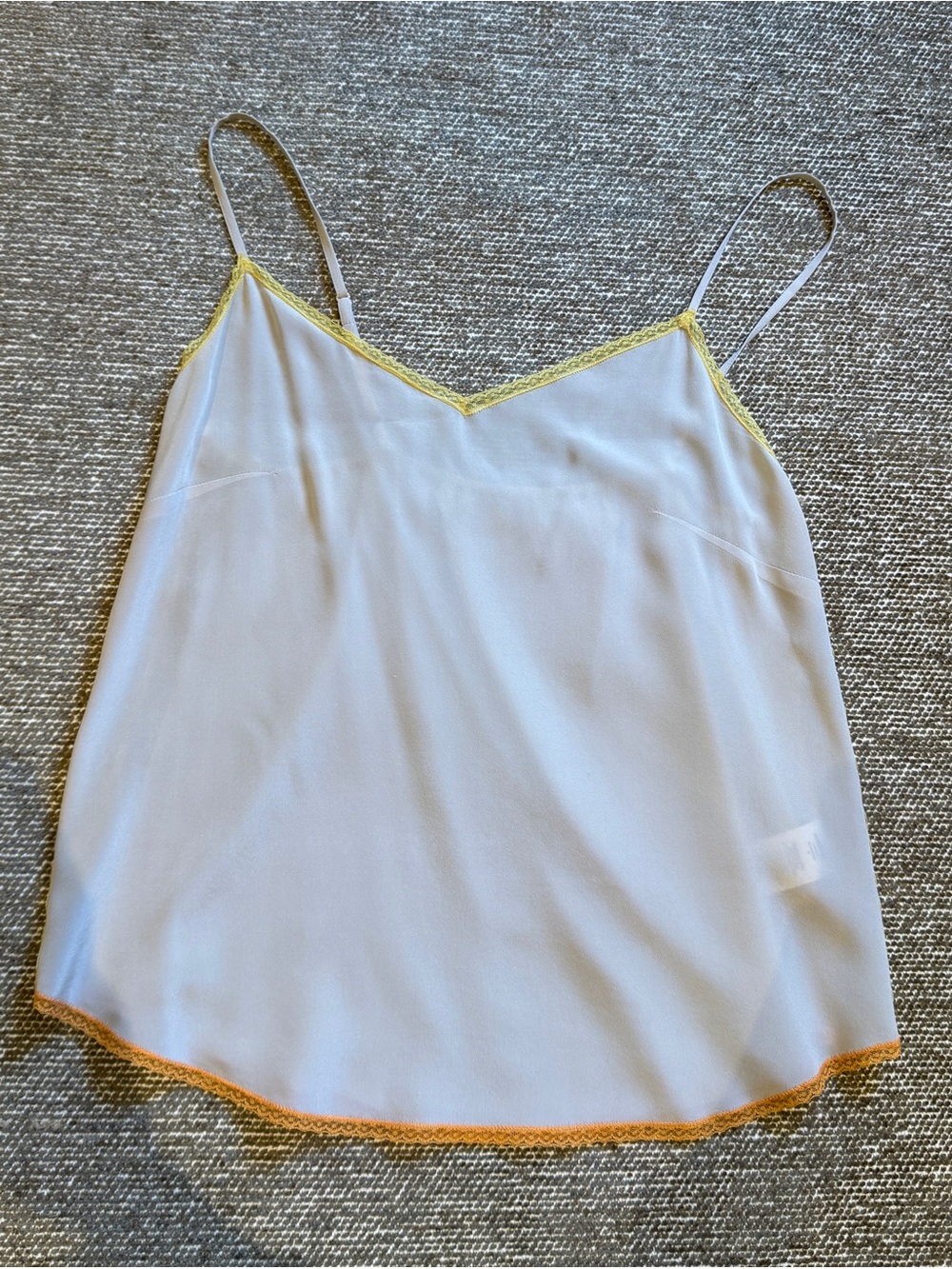Zadig & Voltaire Beige Cami with Yellow Neck Trim and Orange Hem